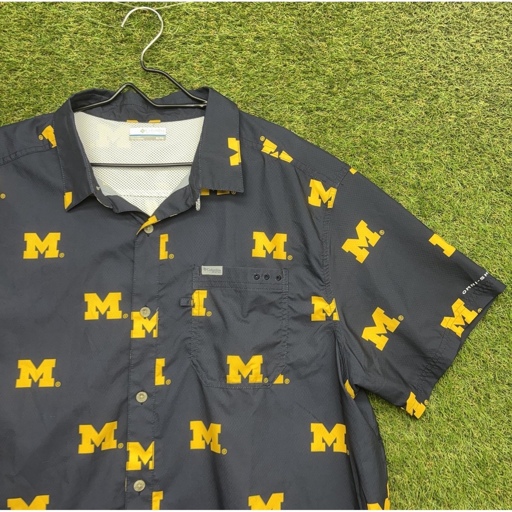 Michigan Wolverines Columbia PFG Shirt Mens XL Super Terminal Tackle Omni Shade